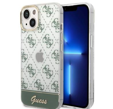 Guess IML Case With Electroplated 4G Pattern & Bottom Stripe Script Logo - Kaki