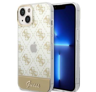 Guess IML Case With Electroplated 4G Pattern & Bottom Stripe Script Logo - Gold