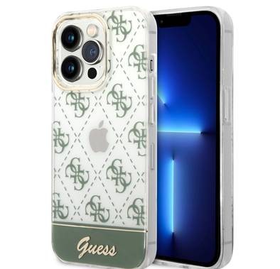 Guess IML Case With Electroplated 4G Pattern & Bottom Stripe Script Logo - Kaki