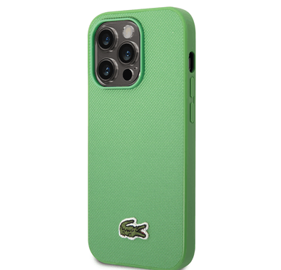 Lacoste Hard Case Iconic Petit Pique PU Woven Logo Estragon Compatible with iPhone 14 Pro Max - Green