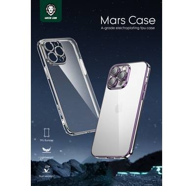 جراب TPU مطلي بالكهرباء من Green Lion Mars لهاتف iPhone 14 Pro Max - فضة