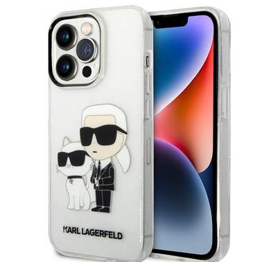 حقيبة كارل لاغرفيلد الصلبة IML Glit NFT Karl &amp; Choupette iPhone 14 Pro - صافي