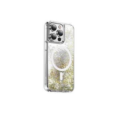 Green Lion Magnetic Happiness 3D Glitter Resin Case for iPhone 14 Pro - Silver