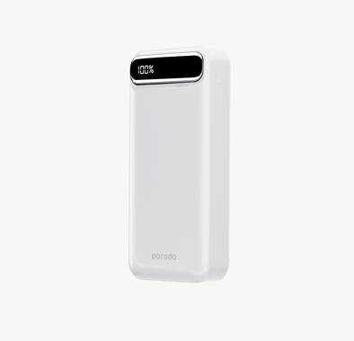 Porodo 20000mAh Power Bank with Digital Display - White