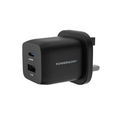 Powerology Dual Port Ultra-Quick Compact GaN Charger - Black