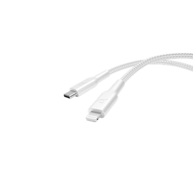 Powerology Braided USB-C To Lightning Cable - White