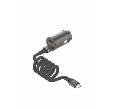 Green Lion 45W PD Car Charger | Built-in Type C Cable - Black