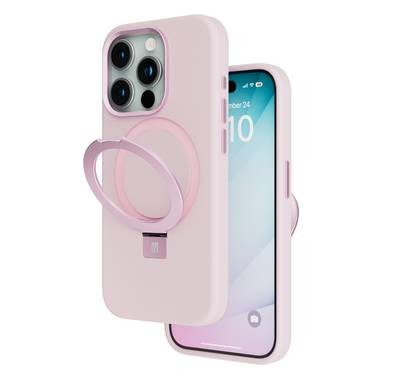 Levelo Iris Pro Liquide Silicone Case For iPhone 15 Pro Max, Magsafe, Anti Scratch, Shock-Proof Edges, Aluminum Camera Cover - Pink 