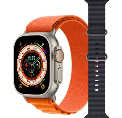 PAWA Ultra Taut Smart Watch, Wireless Charging, Bluetooth Call, NFC Support, 9 Workout Modes, Arabic Language - Alpine Orange & Ocean Black 