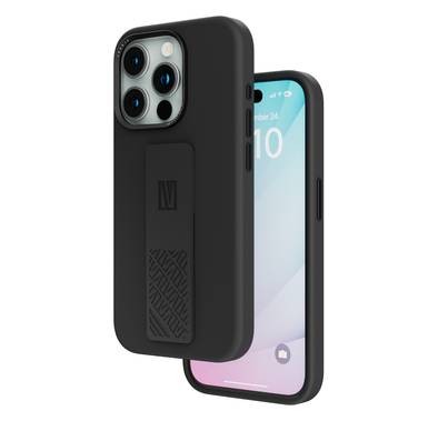 Levelo Morphix Silicone Case with Silicone Grip for iPhone 15 Pro Max, Reinforced Corners with Airguard, Premium Crafted Silicone, Shock-Proof Edges, 3H Anti Scratch, Built-In Grip, Magnetic Case - Black