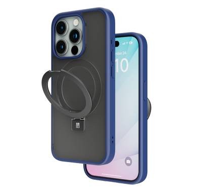 Levelo Verona Case for iPhone 15 Pro, Reinforced Corners with Airguard, Matte Finish TPU Material, Hybrid TPU & PC Material, MagSafe Compatible, Shock-Proof Edges,  3H Anti Scratch - Blue