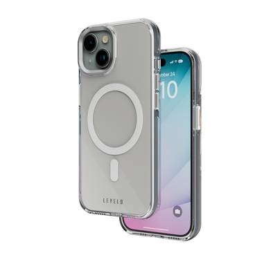 Levelo Allure PC Hard Case for iPhone 15 Plus, Reinforced Corners with Airguard, Shock-Proof Edges, High Transparency, 3H Anti Scratch, MagSafe Compatible, Polycarbonate Shell- Clear