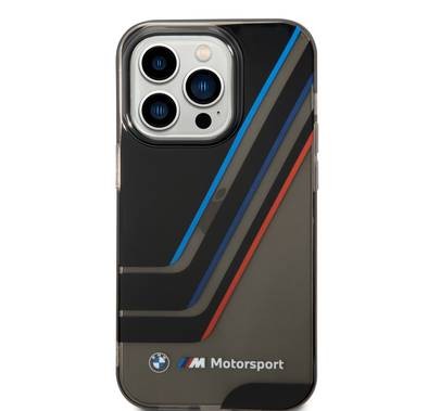 BMW Motorsport IML Case with Translucent Stripe for iPhone 15 Promax - Black