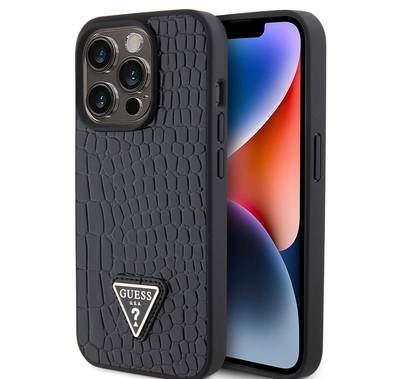 Guess Croco Case with Triangle Logo - Black - iPhone 15 Pro Max