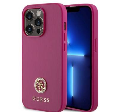 Guess PU Case with Metal 4G Strass Logo - Pink - iPhone 15 Pro Max