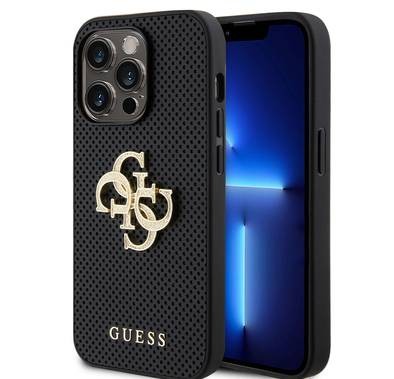 Guess Perforated PU Leather Case with 4G Glitter - Black - iPhone 15 Pro Max