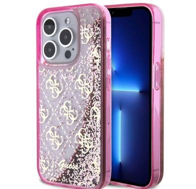 Guess Liquid Glitter Case with 4G Pattern - Pink - iPhone 15 Pro Max