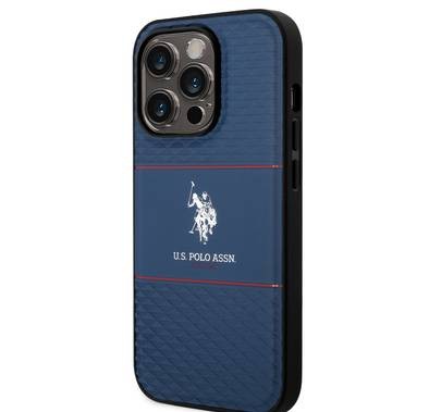 U.S.Polo Assn. PU HS Pattern DH Stripe Hard Case for iPhone 15 Series - Navy - iPhone 15 Pro Max