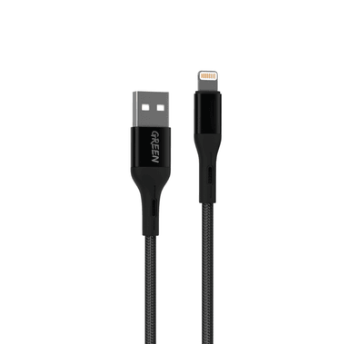 Green Lion USB-A to Lightning Braided Cable  3M - Black