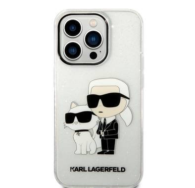 Karl Lagerfeld iPhone 15 Series IML Glitter NFT Karl & Choupette Hard Case  - Clear - iPhone 15 Pro Max