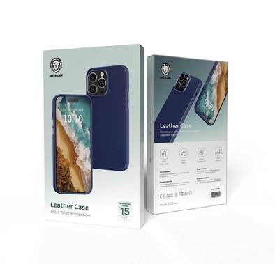 Green Lion iPhone 15 Pro For Leather Case - Blue