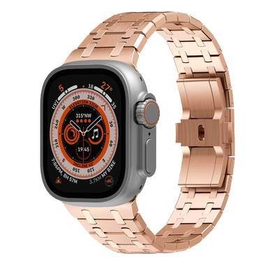 Levelo RoyalLink Stainless Steel Metal Watch Strap, Adjustable Strap, Hypoallergenic, Adjustment Tool - Rose Gold