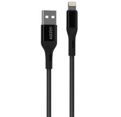 Green Lion USB-A To Lightning Braided Cable-Series 2 (1m) - Black - 1M