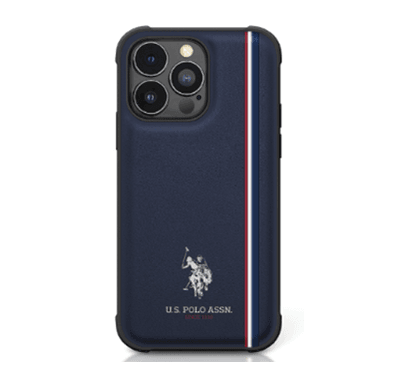 U.S. Polo Assn. iPhone 15 Pro For PU Leather Case with DH Tricolor Line - Navy