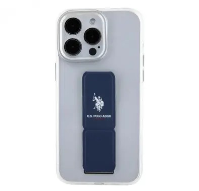 U.S.Polo Assn. iPhone 15 Pro For Clear Case with Leather Gripstand - Clear