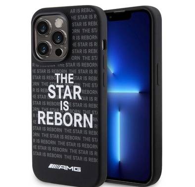 جراب AMG iPhone 15 Pro Max من السيليكون بشعار "The Star Is Reborn" - أسود