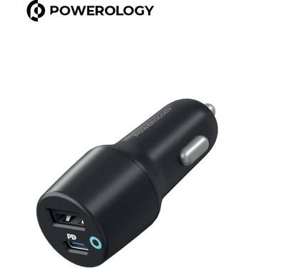 Buy Powerology Dual Port Car Charger PD 35W USB-A 12W with Type-C to Mfi  Lightning Cable
