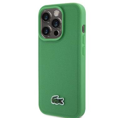 Lacoste HC MagSafe Iconic Petit Pique PU Woven Logo for iPhone 15 Series - Green - iPhone 15 Pro Max