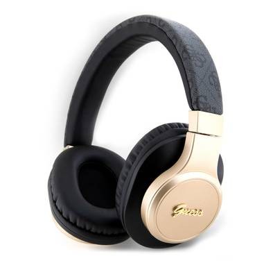 Guess Bluetooth Headphone Sound 4G Leather With Script Metal Logo - Black - Over-Ear