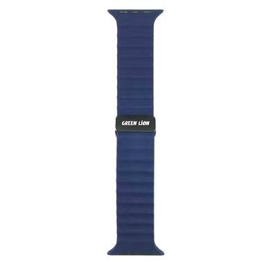 Green Lion Wave Mettalic Silicone Watch Band 42/44/45/49MM, Comfort Wearing, Premium Material - Dark Blue