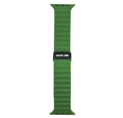 Green Lion Wave Mettalic Silicone Watch Band 42/44/45/49MM, Comfort Wearing, Premium Material - Green