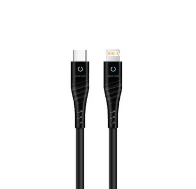 Green Lion PVC USB-C to Lightning Cable with LED Indicator 1M PD 20W - Black