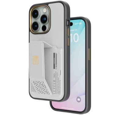 Levelo iPhone 15 Pro Max For Morphix Gripstand Case With Cardholder - Grey