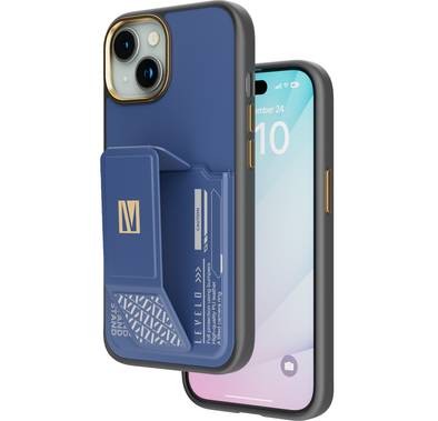 Levelo iPhone 15 For Morphix Gripstand Case With Cardholder - Blue