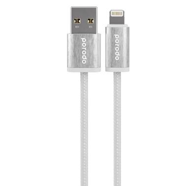 Porodo Woven 2.4A USB A to Lightning Cable 1.2M - White