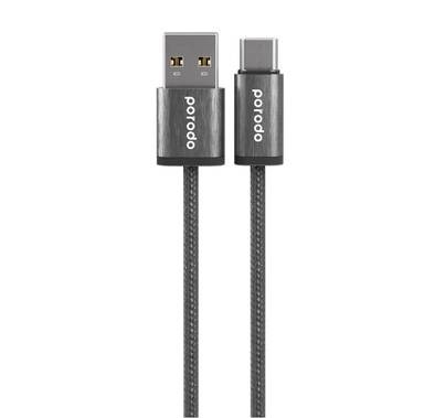 Porodo Woven 3A USB-A to Type-C Cable 1.2M - Black