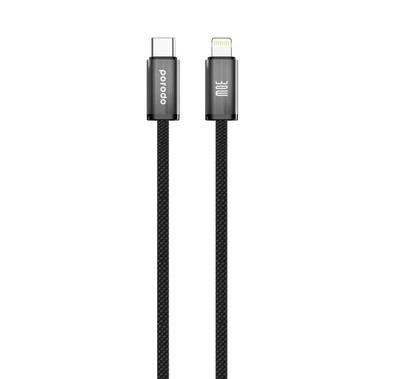 Porodo Woven 30W Type-C To Lightning Cable Cable 1.2M  - Black