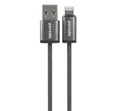 Porodo Woven 2.4A USB A to Lightning Cable 1.2M - Black