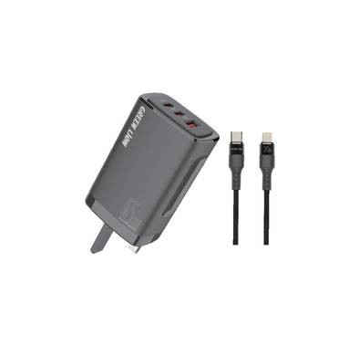 Green Lion Dual PD & QC GaN Charger PD 65W with Type-C to Lightning Cable 1M UK - Black