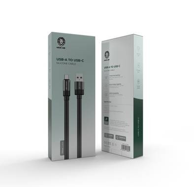 Green Lion USB-A To USB-C Silicone Cable (1m) - Black