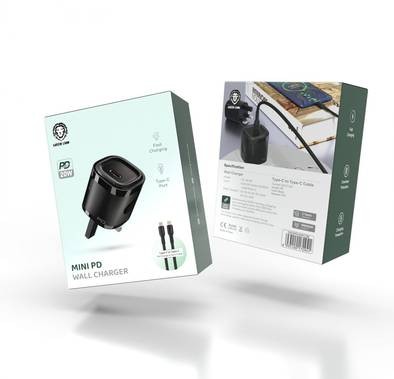 Green Lion PD 20W Wall Charger +TC-TC Data Cable 1m  - Black