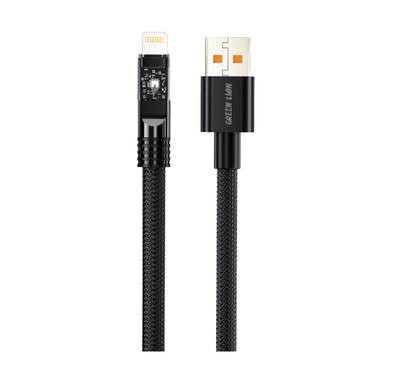 Green Lion USB-A To Lightning LED Braided Cable 1 Meter - Black - 1M