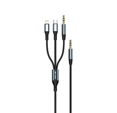 Green Lion 3 in 1 AUX Cable 1 Meter - Black - 1M