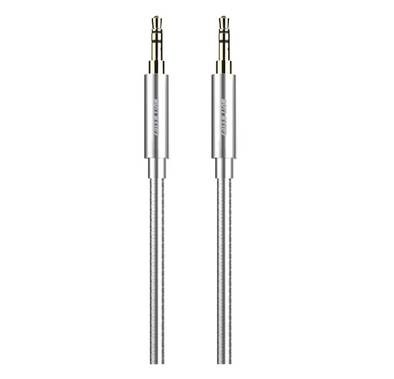 Green Lion Aux To Aux Cable with Stainless Steel Plating - Silver - 90CM
