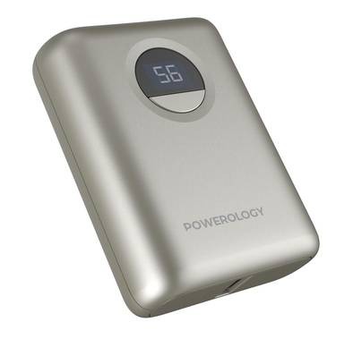 Powerology 10000mAh Power Bank with PD 20W, Power Dash 3.0, Ultra Compact & Light Design, Digital Display -  Titanium