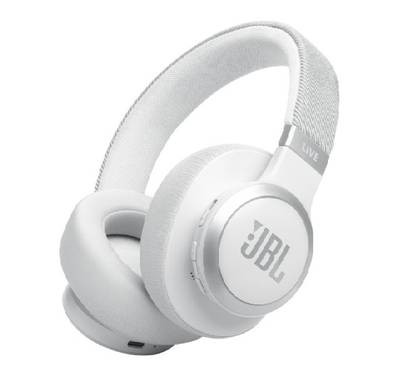 سماعات JBL Live 770NC اللاسلكية فوق الأذن مع خاصية إلغاء الضوضاء، عمر بطارية 65 ساعة، وقت شحن 3 ساعات، بلوتوث 5.3، عصابة رأس من القماش مريحة، خاصية إلغاء الضوضاء الحقيقية، Personi-Fi 2.0 - أبيض